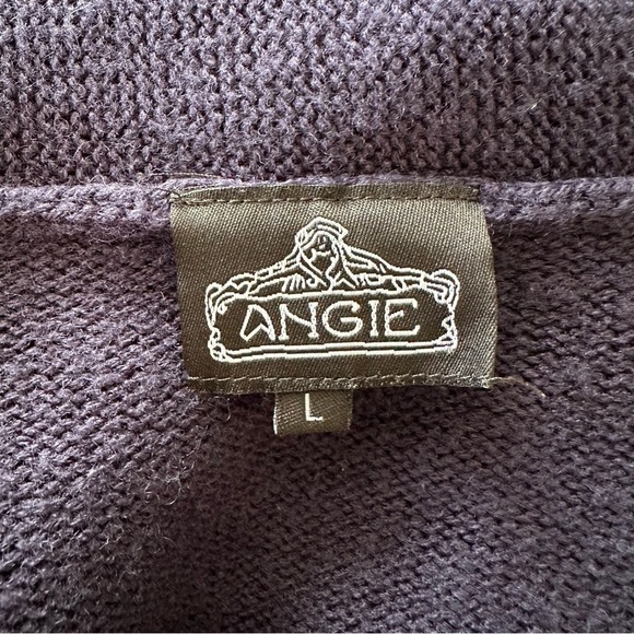 Angie Open Front Wool Blend Fringe Navy Blue Cardigan - Picture 7 of 11